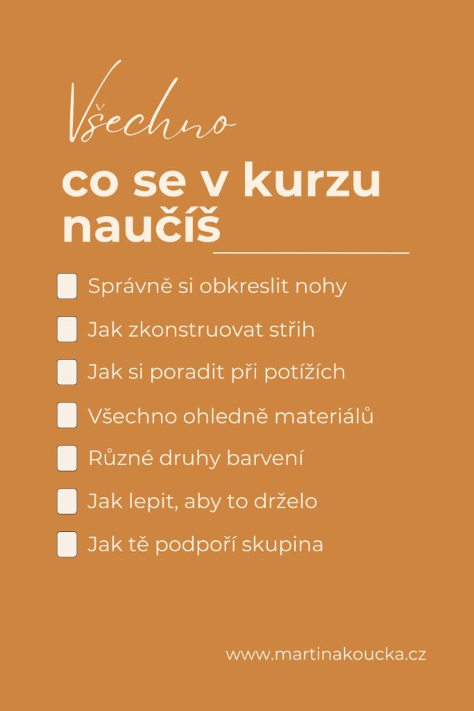 Checklist co se naučíš v online kurzu šití barefoot bot